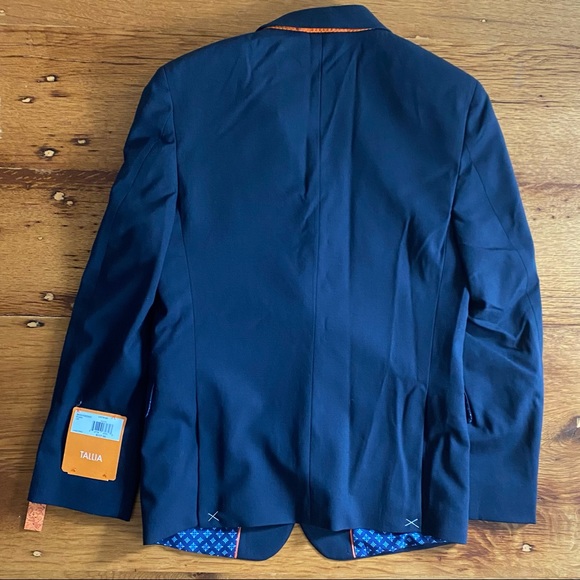 NWT TALLIA Solid Wool Blend Sport Coat in Navy Blue - Picture 5 of 10